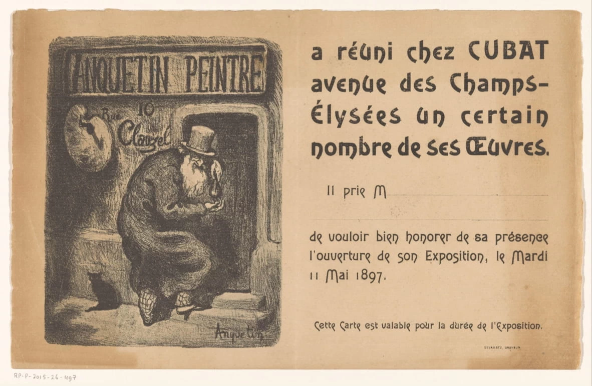 Invito a una mostra di dipinti di Louis Anquetin
